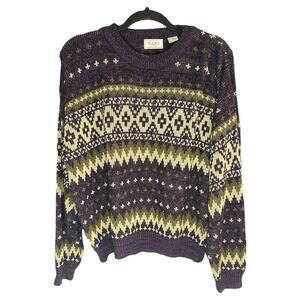 The Men's Store Fair Isle Sweater L Grandpacore Dad Acrylic Geometric Sears VTG
